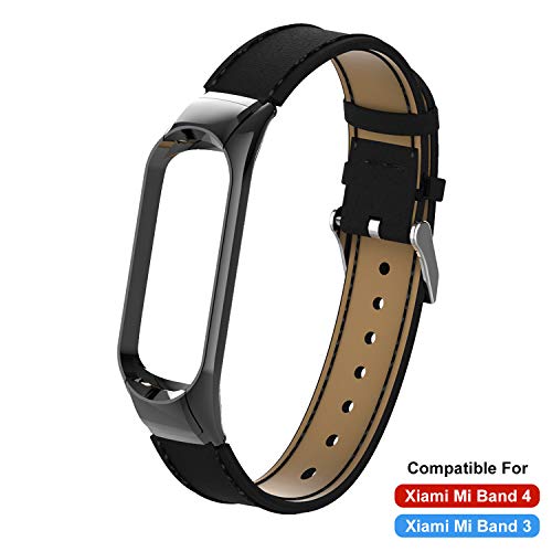 BDIG Correa de Mi Band 3 Mi Band 4 Correas Repuesto para Xiaomi Mi Band 4 Mi Band 3 (diseño de Moda Original) (PU DS, Negro)