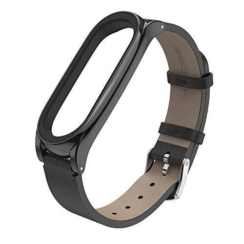 BDIG Correa de Mi Band 5 Mi Band 4 Correas Repuesto para Xiaomi Mi Band 5 Mi Band 3 (diseño de Moda Original) (PU Plus, Negro)