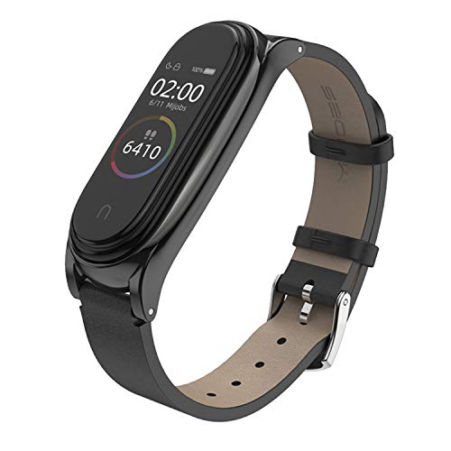 BDIG Correa de Mi Band 5 Mi Band 4 Correas Repuesto para Xiaomi Mi Band 5 Mi Band 3 (diseño de Moda Original) (PU Plus, Negro)