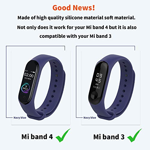 BDIG Pulsera Correa para Xiaomi Mi Band 4 Mi Band 3, Colorido Suave Silicona Pulsera Impermeable, Diseño de la Mejor para Pulsera Xiaomi Mi Band 4/3, Marrón, Large Strap Length (Set 2 8PCS)