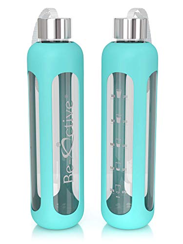 Be-Active Botella de Agua Motivacional de Vidrio con Tiempos de Bebida Hidratado borosilicato BPA Libre - 500ml, 1000ml Be-Active Botella de Agua Motivacional de Vidrio con Tiempos de Bebida Hidratado borosilicato BPA Libre - 500ml, 1000ml