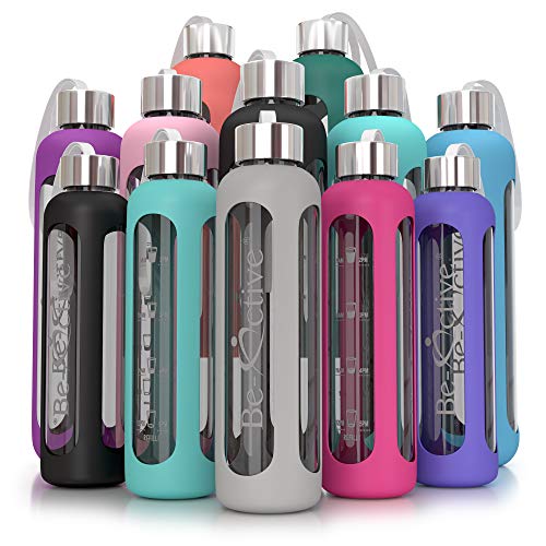 Be-Active Botella de Agua Motivacional de Vidrio con Tiempos de Bebida Hidratado borosilicato BPA Libre - 500ml, 1000ml Be-Active Botella de Agua Motivacional de Vidrio con Tiempos de Bebida Hidratado borosilicato BPA Libre - 500ml, 1000ml
