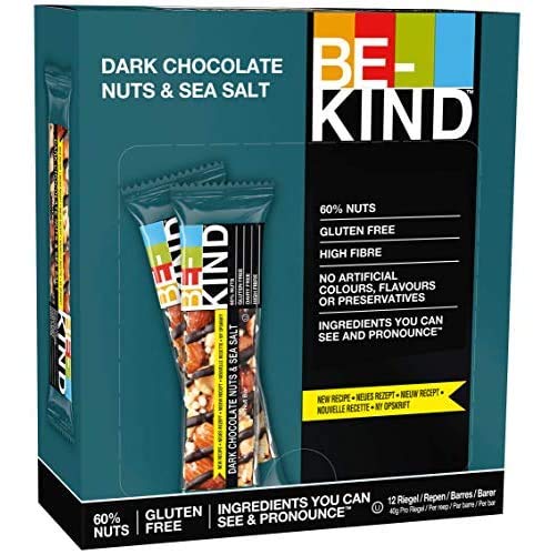 BE-KIND Barrita de Frutos secos con chocolate negro y sal marina, paquete de 12 unidades