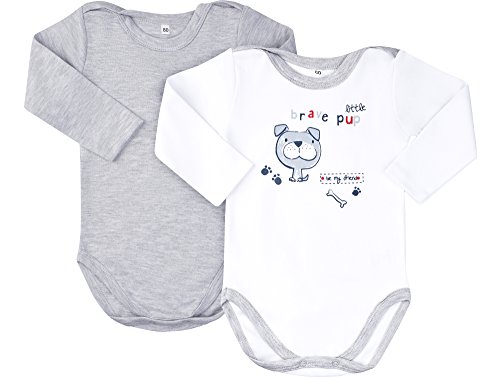 Be Mammy Lote de 2 Body Ropa Bebé Niño Race 2101 (74, Gris + Blanco Perro) Be Mammy Lote de 2 Body Ropa Bebé Niño Race 2101 (74, Gris + Blanco Perro)