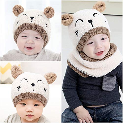 Bearbro Bufandas del Bebé, Invierno Niño Niña Sombrero y Bufandas otoño Invierno niños niñas Punto Gorras y Bufanda Guantes Traje de Tres Piezas (Blanco) Bearbro Bufandas del Bebé, Invierno Niño Niña Sombrero y Bufandas otoño Invierno niños niñas Punto Gorras y Bufanda Guantes Traje de Tres Piezas (Blanco)