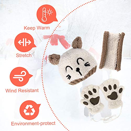 Bearbro Bufandas del Bebé, Invierno Niño Niña Sombrero y Bufandas otoño Invierno niños niñas Punto Gorras y Bufanda Guantes Traje de Tres Piezas (Blanco) Bearbro Bufandas del Bebé, Invierno Niño Niña Sombrero y Bufandas otoño Invierno niños niñas Punto Gorras y Bufanda Guantes Traje de Tres Piezas (Blanco)