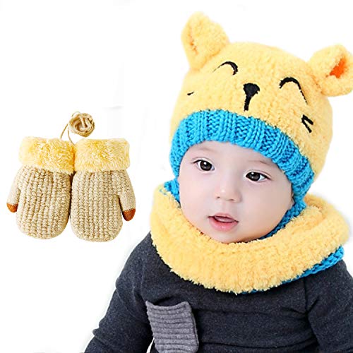 Bearbro Linda Bebé Sombrero y Bufanda Guantes Otoño Invierno Primavera Gorro Bebe Calentito, Unisex Invierno Sombrero Niños Niñas Gorro Conjunto de Bufanda y Guantes de Sombrero Cálido Bebé (Amarillo) Bearbro Linda Bebé Sombrero y Bufanda Guantes Otoño Invierno Primavera Gorro Bebe Calentito, Unisex Invierno Sombrero Niños Niñas Gorro Conjunto de Bufanda y Guantes de Sombrero Cálido Bebé (Amarillo)