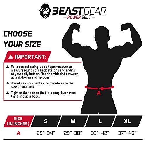 Beast Gear Cinturón Halterofilia – Cinturón Lumbar Powerlifting con Doble Hebilla – Cinturón Levantamiento de Peso de Piel Nobuck – 10 cm de Ancho y 10 mm de Grosor - L