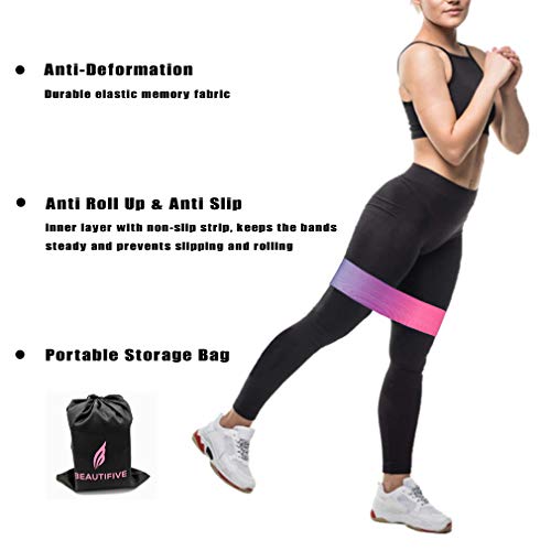 Beautifive Bandas de Resistencia, Cintas Elasticas Musculacion Antideslizantes con Bolsa de Transporte, Las Mejores Bandas Elasticas de Fitness para Piernas, Nalgas y Caderas, Juego de 3