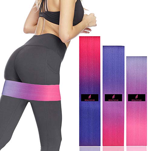 Beautifive Bandas de Resistencia, Cintas Elasticas Musculacion Antideslizantes con Bolsa de Transporte, Las Mejores Bandas Elasticas de Fitness para Piernas, Nalgas y Caderas, Juego de 3