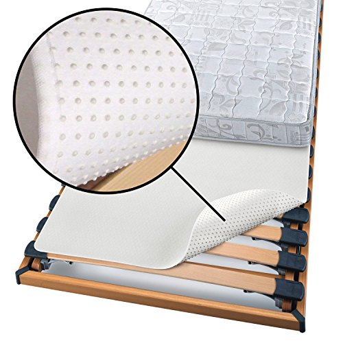 Beautissu Protector somier BEAUTECT embellecedor Cubre somier colchón con Nudos Tex ecológico Siegel Lavable Blanco 90x200 cm