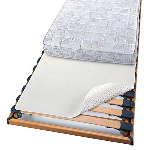 Beautissu Protector somier BEAUTECT embellecedor Cubre somier colchón con Nudos Tex ecológico Siegel Lavable Blanco 90x200 cm