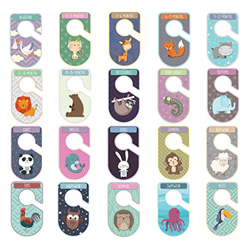 Bébé Armoire Intercalaires Lot de 20 animaux sur le thème les bottes de placards Organiser Vêtements par type de vêtements ou Âge mixte Carton Cintre Rail Bébé Armoire Intercalaires Lot de 20 animaux sur le thème les bottes de placards Organiser Vêtements par type de vêtements ou Âge mixte Carton Cintre Rail