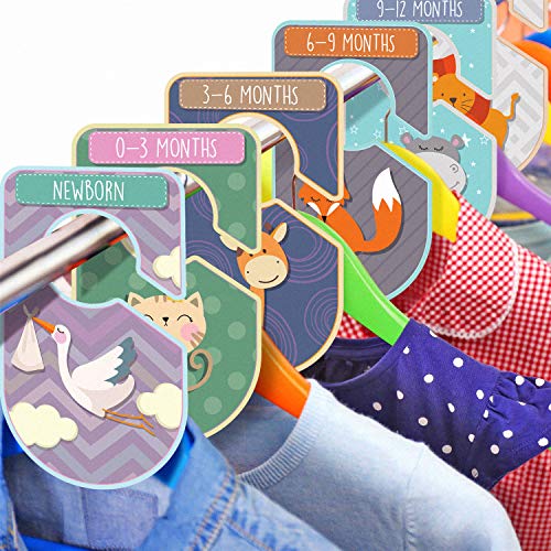 Bébé Armoire Intercalaires Lot de 20 animaux sur le thème les bottes de placards Organiser Vêtements par type de vêtements ou Âge mixte Carton Cintre Rail