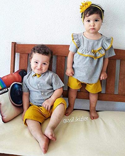 Bebé Camiseta de Manga Corta Tops Pantalones Cortos Conjunto de Conjuntos a Juego de Brother y Sister (3-4 años, Brother)