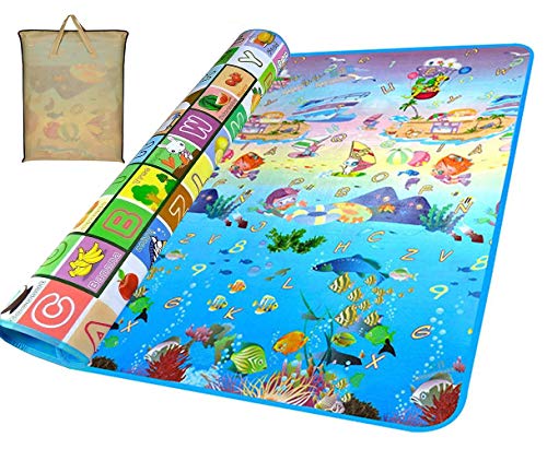 Bebé Crawl Mat Niños Alfombra de juego Alfombra de juego Alfombra de niños rompecabezas Alfombra de rastreo de gatito Niño guardería de mat Colchoneta de picnic (Oceano, 180 x 200 cm)