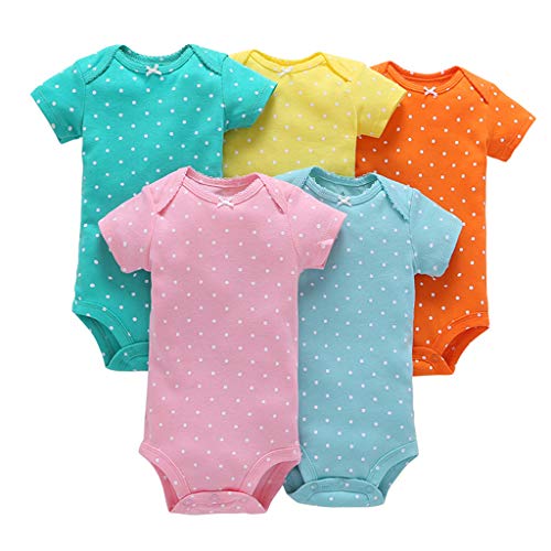 Bebé Niñas Manga Corta Body Paquete de 5 Mono Algodón mameluco Pijama Conjuntos 3-6 Meses