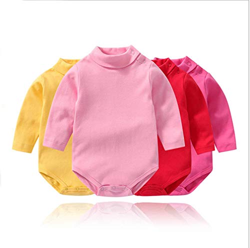 Bebé niño niña Camisa de Manga Larga Mono Cuello Alto Mameluco Ropa de Invierno niño otoño Pijama Capa Superior (Gris, 9-12 Months)