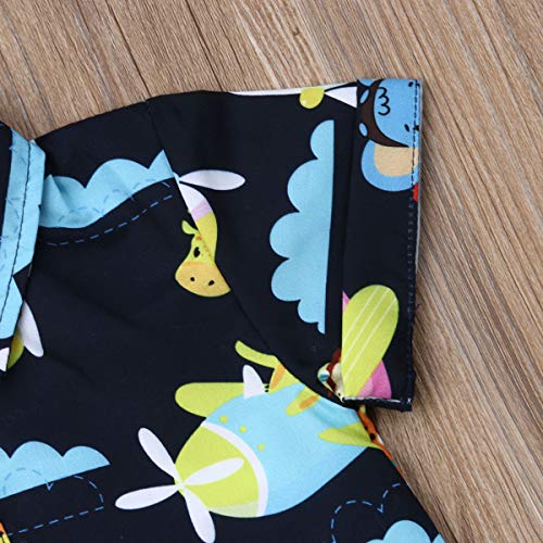 Bebé Niño Traje de 2 Piezas Conjunto Top Camisa de Manga Corta Pantalón Corto Camiseta con Estampado Infantil Ropa Verano de Playa para Vacaciones (Animal, 12-18 Meses)