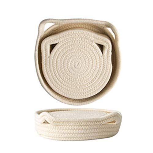 Bebida Coaster Lindo Gato Oídos Anti-Scalding Heat Aislation Pad 6 PCS con Cesta de Almacenamiento Mano Tejido de algodón placemat tazón y Titular de la Olla (Color : Beige) Bebida Coaster Lindo Gato Oídos Anti-Scalding Heat Aislation Pad 6 PCS con Cesta de Almacenamiento Mano Tejido de algodón placemat tazón y Titular de la Olla (Color : Beige)