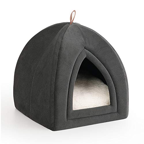 Bedsure Cama Gato Cueva Suave - Casa Gato Mediano Lavable con Cojín Desenfundable y Extraíble, Camas para Perros Pequeños 35x35x38cm, Gris Oscuro Bedsure Cama Gato Cueva Suave - Casa Gato Mediano Lavable con Cojín Desenfundable y Extraíble, Camas para Perros Pequeños 35x35x38cm, Gris Oscuro