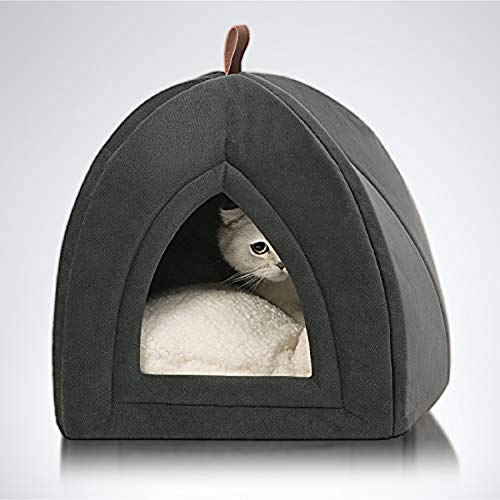 Bedsure Cama Gato Cueva Suave - Casa Gato Mediano Lavable con Cojín Desenfundable y Extraíble, Camas para Perros Pequeños 35x35x38cm, Gris Oscuro Bedsure Cama Gato Cueva Suave - Casa Gato Mediano Lavable con Cojín Desenfundable y Extraíble, Camas para Perros Pequeños 35x35x38cm, Gris Oscuro