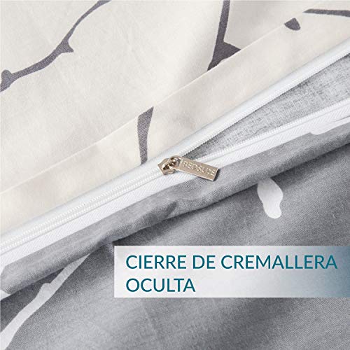 Bedsure Funda Nordica Algodon 100% - Juego de Funda de Edredón Gris para Cama 230x220 cm con 2 Fundas de Almohada 40x75cm - con Patrón Reversible de 100% Algodón Muy Suave Transpirable Bedsure Funda Nordica Algodon 100% - Juego de Funda de Edredón Gris para Cama 230x220 cm con 2 Fundas de Almohada 40x75cm - con Patrón Reversible de 100% Algodón Muy Suave Transpirable