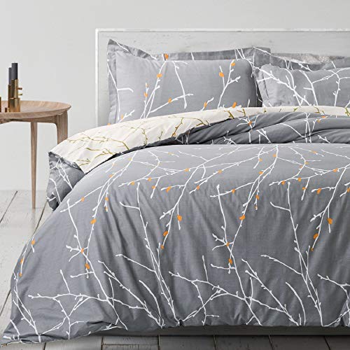 Bedsure Funda Nordica Algodon 100% - Juego de Funda de Edredón Gris para Cama 230x220 cm con 2 Fundas de Almohada 40x75cm - con Patrón Reversible de 100% Algodón Muy Suave Transpirable Bedsure Funda Nordica Algodon 100% - Juego de Funda de Edredón Gris para Cama 230x220 cm con 2 Fundas de Almohada 40x75cm - con Patrón Reversible de 100% Algodón Muy Suave Transpirable