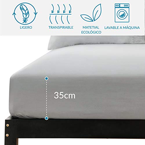 Bedsure Juego de Sábanas 150x200/190 cm - 4 Piezas - Sábana Bajera Ajustable Cama 150 con Encimera 240x275cm 2 Fundas de Almohada 50x80cm - Gris Claro Bedsure Juego de Sábanas 150x200/190 cm - 4 Piezas - Sábana Bajera Ajustable Cama 150 con Encimera 240x275cm 2 Fundas de Almohada 50x80cm - Gris Claro