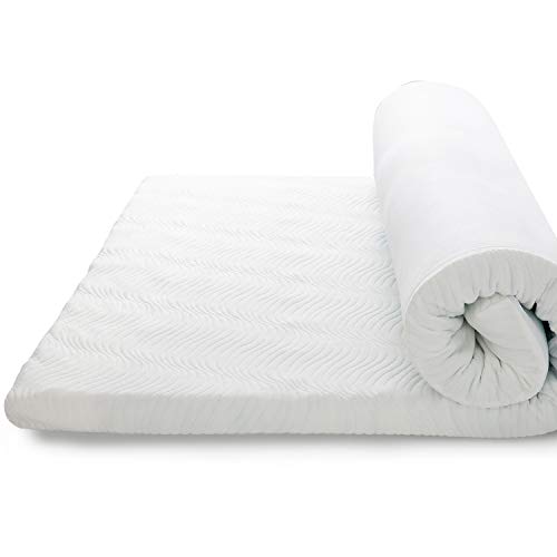 Bedsure Topper Colchón Viscoelástico 90x190x7cm de Memory Foam - Sobrecolchon Antiestático con 1 Funda Extraíble y Lavable - Cubrecolchon Espuma con Efecto Memoria Hipoalergénico