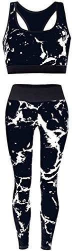 BEIFON Conjunto Ropa Deportiva Mujer Fitness Chandal 2 Piezas Estampada Sujetador Crop Top y Mallas Leggings Conjunto de Ropa de Deporte Yoga Set Sportwear para Gym Running Pilates Fitness (Negro, L) BEIFON Conjunto Ropa Deportiva Mujer Fitness Chandal 2 Piezas Estampada Sujetador Crop Top y Mallas Leggings Conjunto de Ropa de Deporte Yoga Set Sportwear para Gym Running Pilates Fitness (Negro, L)