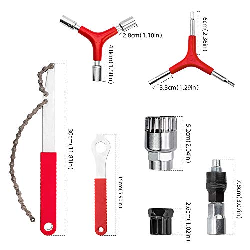 BeiLan látigo de Cadena,16mm Llave Inglesa, Tirador de Biela,Removedor de pedalier de Bicicleta,Removedor de Casete de Rueda Libre,Llave Hexagonal Ligera