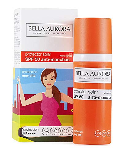 Bella Aurora Protector Solar Facial SPF +50 Piel Mixta-grasa | Crema de protección Solar, 50 ml