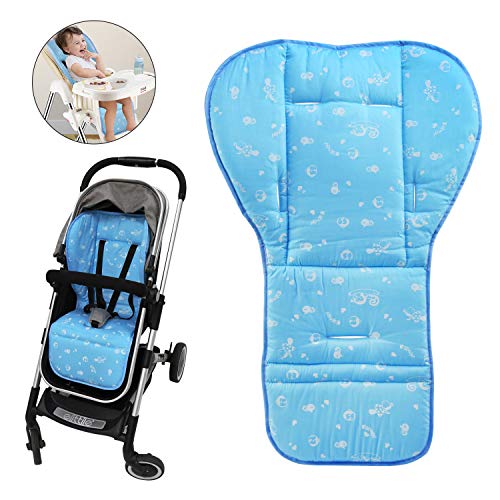 BelleStyle Colchonetas para silla de paseo, Universal Colchoneta Silla Colchoneta Suave Transpirable bebé algodón puro cochecito asiento maletero bebé recién Nacido cojín (Azul)