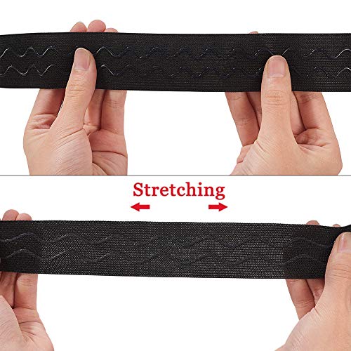 BENECREAT 5m 38mm Banda Elástica Negra con Resina Epoxi Antideslizante Correa Elástica Estiramiento Pesado Tejido de Alta Elasticidad para Coser