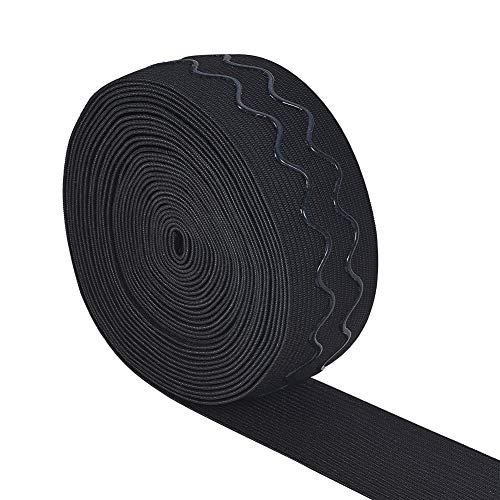 BENECREAT 5m 38mm Banda Elástica Negra con Resina Epoxi Antideslizante Correa Elástica Estiramiento Pesado Tejido de Alta Elasticidad para Coser