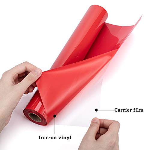 BENECREAT 5mx30cm Rollo de Vinilo de Transferencia de Calor Rojo Papel de Transferencia para Camisetas Ropa Sombreros Bolsos y la Mayoría de Las Superficies Textiles