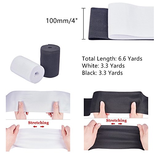 BENECREAT 6m 10cm de Ancho Blanco y Negro Heavy Stretch Banda Elastica de Alta Elasticidad (3m / Color) BENECREAT 6m 10cm de Ancho Blanco y Negro Heavy Stretch Banda Elastica de Alta Elasticidad (3m / Color)
