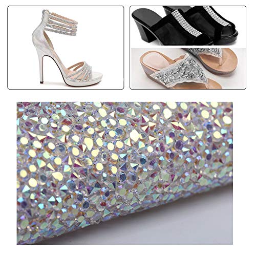 BENECREAT Hoja de Diamante de Imitación AB 3mm Epoxi Cristal Brillante de Colores Adorno de Diamantes de Imitación para Bolsos Costura Zapatos 40x24cm