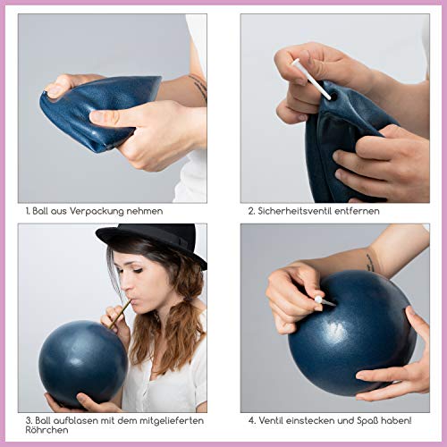 beneyu ® Antideslizante y Súper Ligero Pelota de Pilates Suave - Pelota Fitball - 23cm + Ejercicios (PDF en alemán)