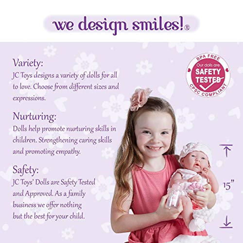 Berenguer Realistic Little Girl Doll - Traje de punto rosa con manta, 15 " Berenguer Realistic Little Girl Doll - Traje de punto rosa con manta, 15 "