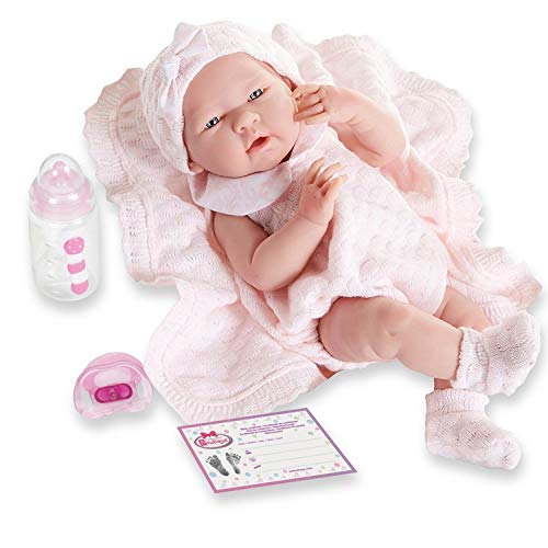 Berenguer Realistic Little Girl Doll - Traje de punto rosa con manta, 15 " Berenguer Realistic Little Girl Doll - Traje de punto rosa con manta, 15 "