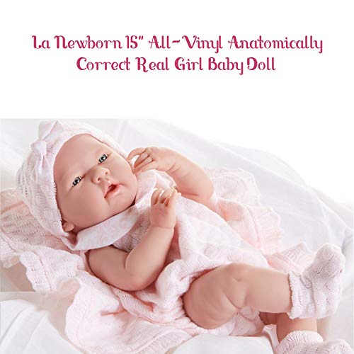 Berenguer Realistic Little Girl Doll - Traje de punto rosa con manta, 15 " Berenguer Realistic Little Girl Doll - Traje de punto rosa con manta, 15 "