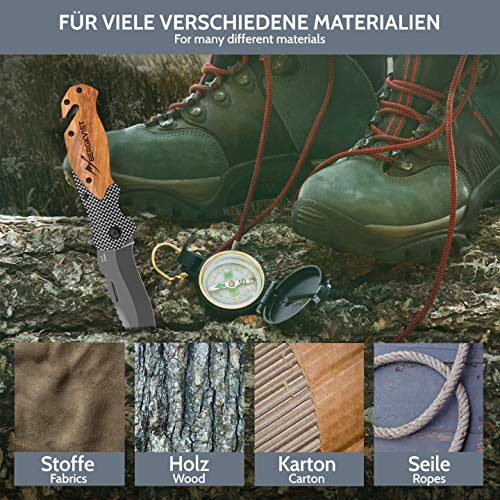 BERGKVIST® Navaja de Bolsillo K20 Navaja Plegable Afilada I Cuchillo Supervivencia con Mango de Madera I Navajas de albacete con Hoja de Titanio de Acero Inoxidable Incl. Piedra de afilar BERGKVIST® Navaja de Bolsillo K20 Navaja Plegable Afilada I Cuchillo Supervivencia con Mango de Madera I Navajas de albacete con Hoja de Titanio de Acero Inoxidable Incl. Piedra de afilar
