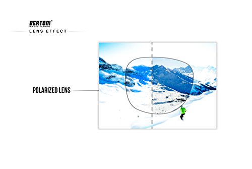 BERTONI Gafas Deportivas Polarizadas Hidrofóbicas Envolventes a Prueba de Viento para Ciclismo Carrera Deporte Acuaticos Esqui Pesca Kitesurf by Italy P1000 (Blanco Brillante/Azul)