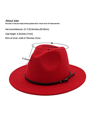 besbomig Sombrero Fedora Sombreros de Sombrerera de Jazz para Hombres Mujer - Sombrero de ala Ancha Fieltro de Lana