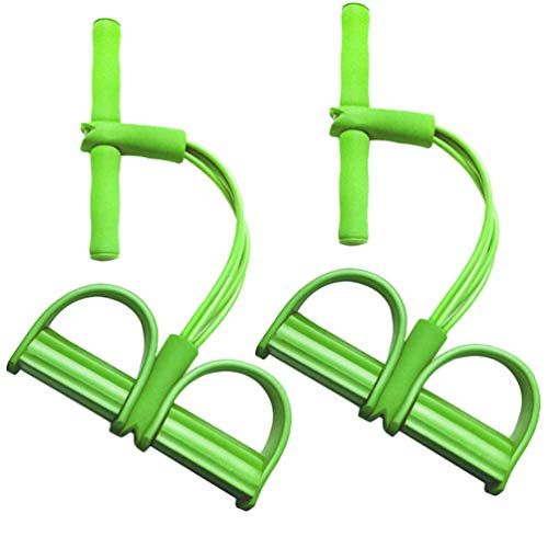 BESPORTBLE 2 Piezas Banda de Resistencia de Pedal Banda de Estiramiento de Yoga con Mango Expansor de Pedal de Cuerda Elástica para Estiramiento Entrenamiento de Adelgazamiento (4 Tubos Verde)