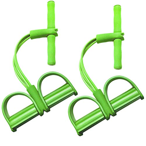 BESPORTBLE 2 Piezas Banda de Resistencia de Pedal Banda de Estiramiento de Yoga con Mango Expansor de Pedal de Cuerda Elástica para Estiramiento Entrenamiento de Adelgazamiento (4 Tubos Verde)