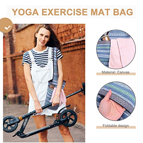 BESPORTBLE Bolsa de Esterilla de Yoga Bolsa Larga con Bolsillos Lona Plegable Bolsa de Esterilla de Ejercicio de Yoga Titular de La Esterilla de Yoga