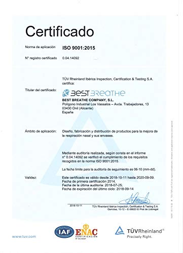 Best Breathe Envase quíntuple XL - Dilatador Nasal Anatómico antironquidos - Mejora la respiración en Deporte de Alto Rendimiento Best Breathe Envase quíntuple XL - Dilatador Nasal Anatómico antironquidos - Mejora la respiración en Deporte de Alto Rendimiento